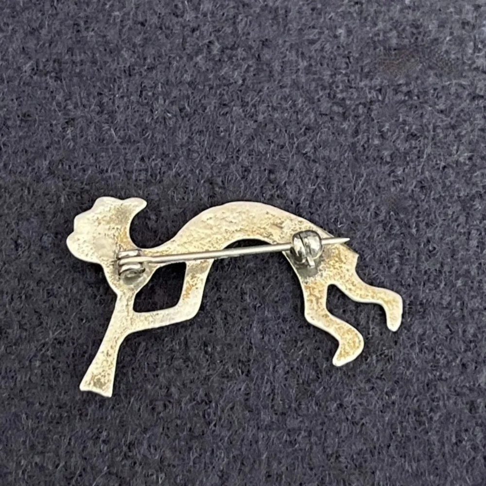 Vintage Unmarked Silver‎ Kokopelli Turquoise Pin Brooch Southwestern